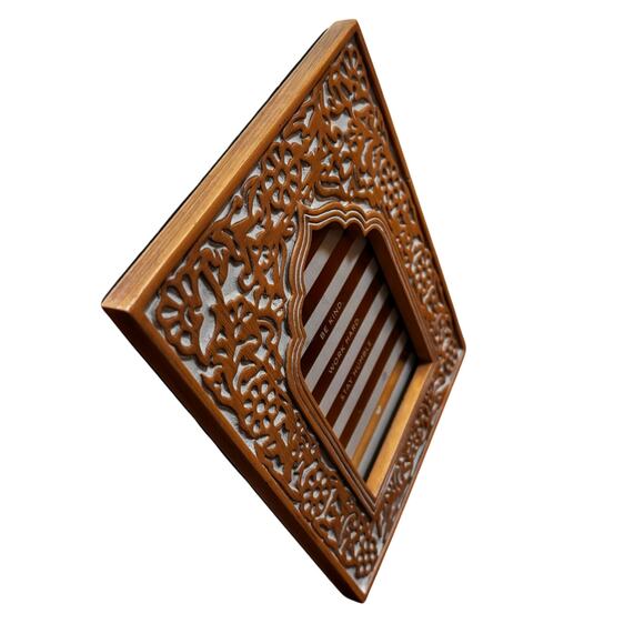 Boho Moroccan theme standing photo frame stone creamy white ornate home decor - Picture 4 of 7